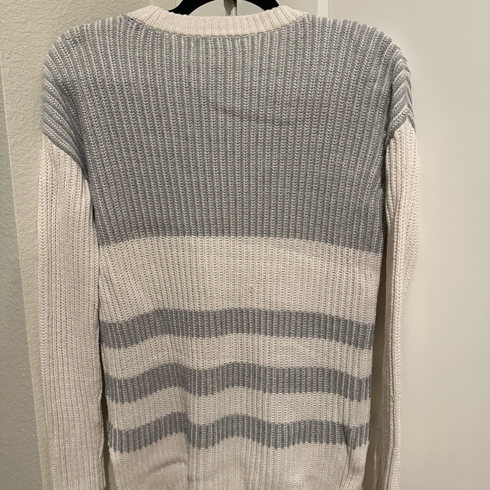 Barneys New York Cream and Gray Striped Sweater - Picture 3 of 4